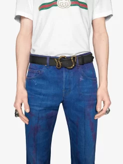 Hombre Gucci Cinturón De Piel Con Hebilla De Serpiente -Masculina Moda Tienda 12416293 11298325 1000