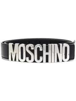 Hombre Moschino Cinturón Con Placa Del Logo