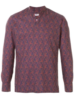 Hombre Kiton Camisa Con Cuello Mao