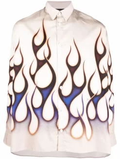 Hombre Etudes Camisa Con Llamas Estampadas