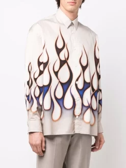 Hombre Etudes Camisa Con Llamas Estampadas -Masculina Moda Tienda 17737897 38678308 1000