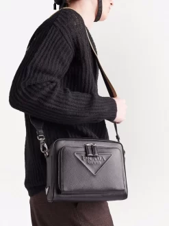 Hombre Prada Bolso Cuero Saffiano Con Logo En Relieve -Masculina Moda Tienda 18195293 38719409 1000