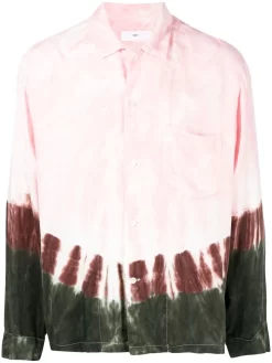 Hombre Toga Camisa Con Botones Y Motivo Tie-dye