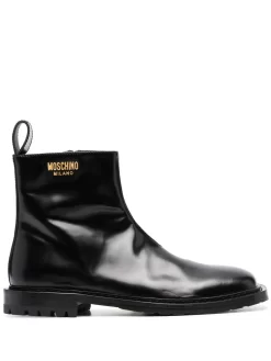Hombre Moschino Botas Con Placa Del Logo