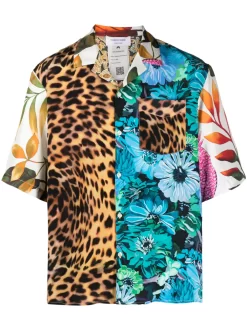 Hombre Marine Serre Camisa Bowling Regenerated De Seda