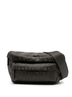 Hombre Versace Riñonera Con Logo Estampado Y Cremallera