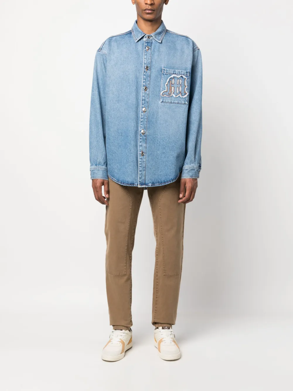 Hombre MSGM Camisa Vaquera Con Logo Bordado 4 Hombre MSGM Camisa Vaquera Con Logo Bordado - Imagen 2
