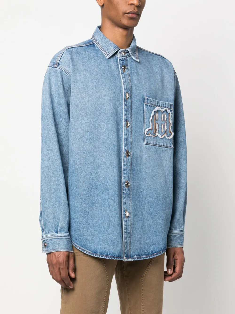 Hombre MSGM Camisa Vaquera Con Logo Bordado 5 Hombre MSGM Camisa Vaquera Con Logo Bordado - Imagen 3