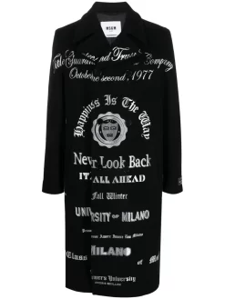 Hombre MSGM Abrigo Con Eslogan Estampado