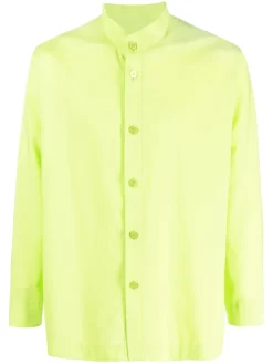 Hombre Homme Plissé Issey Miyake Camisa Con Botones Y Manga Larga