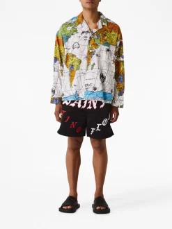 Hombre SAINT MXXXXXX World Map Notched-collar Shirt -Masculina Moda Tienda 20521915 50775523 1000