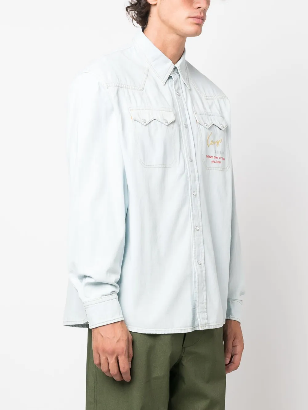Hombre Kenzo Camisa Vaquera Cowboy Con Logo Bordado 5 Hombre Kenzo Camisa Vaquera Cowboy Con Logo Bordado - Imagen 3