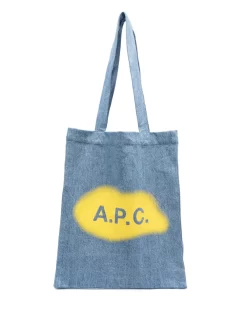 Hombre A.P.C. Bolso Shopper Vaquero Con Logo Estampado
