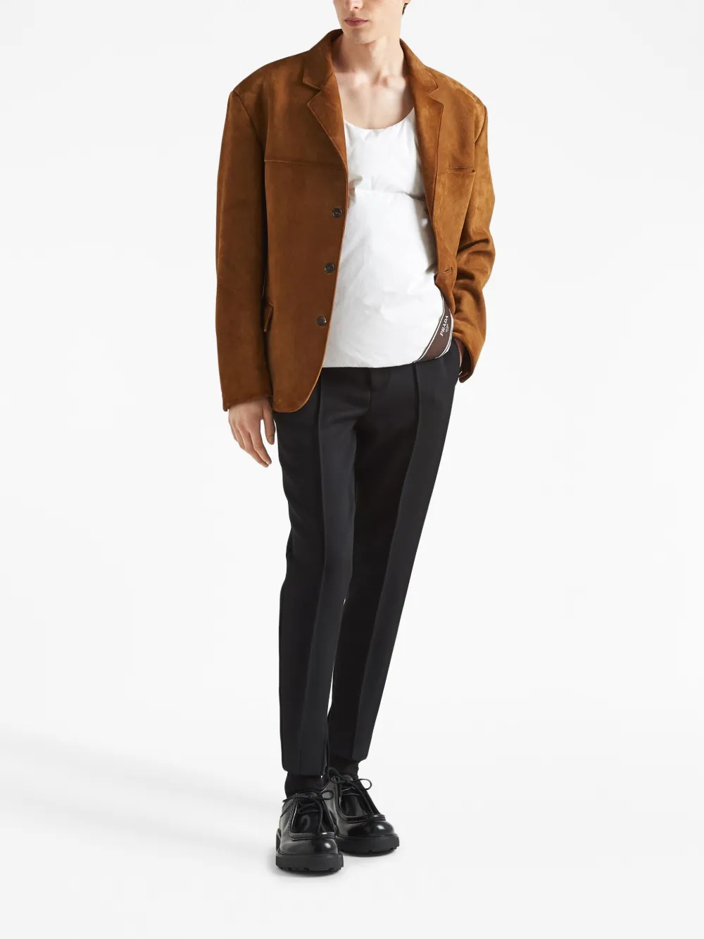 Hombre Prada Chaleco Con Franja Del Logo 4 Hombre Prada Chaleco Con Franja Del Logo - Imagen 2