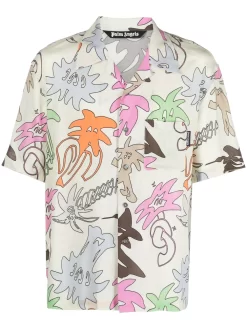 Hombre Palm Angels Camisa Con Estampado Palmity Allover